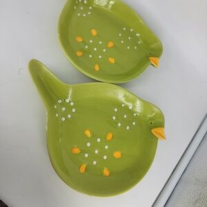Pier 1 Green and Yellow Bird-Shaped‎ Plates